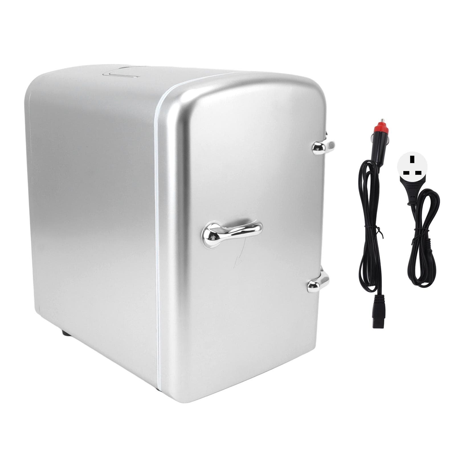 Mini Fridge 36W 4L 6cans Capacity Portable Travel Car Refrigerator Cooler and Warmer Low Noise with UK Plug silver