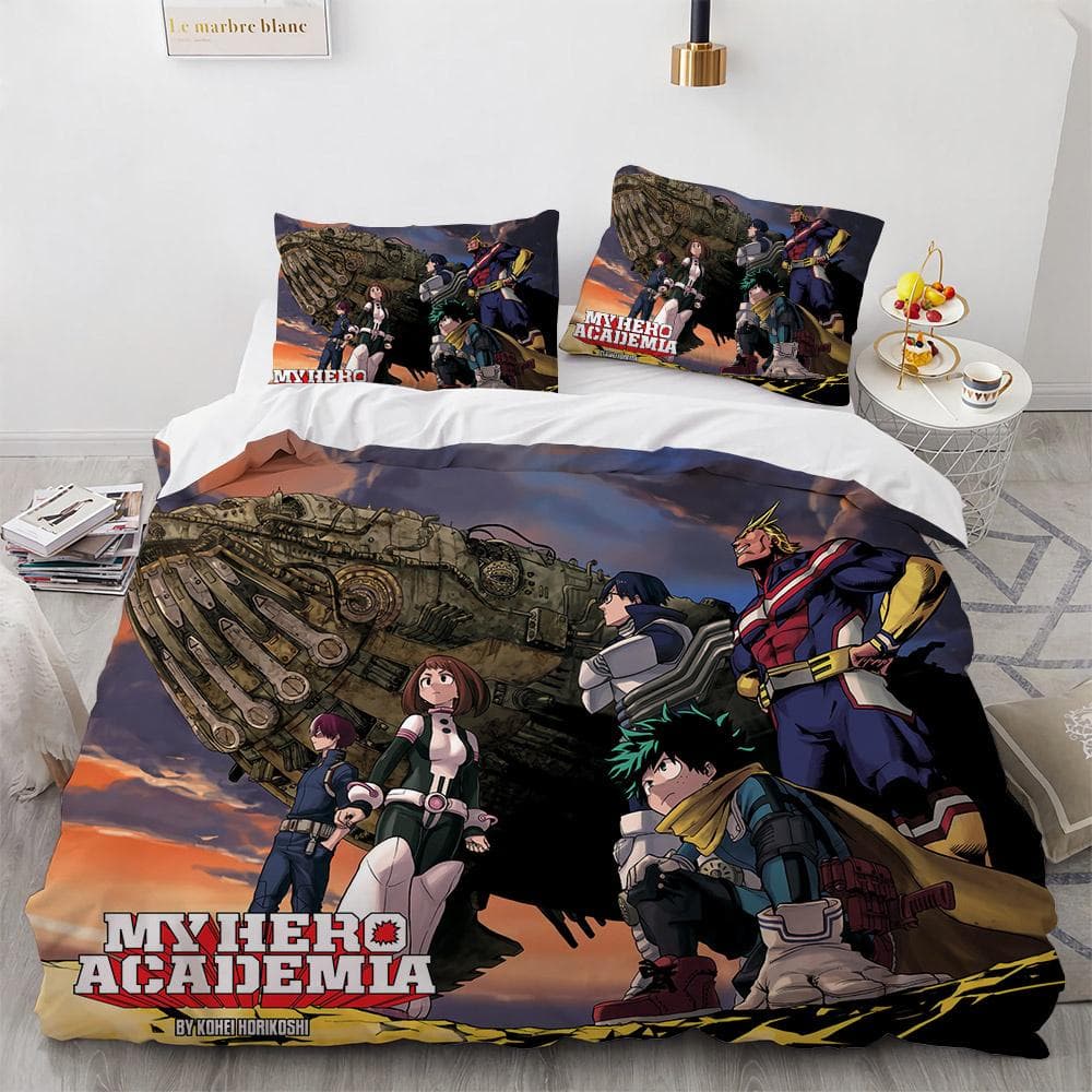 New Anime My Hero Academy Bedding Set Anime Characters Duvet Cover 3D Cartoon Polyester Quilt Cover Queen King Size Kids Boys 70x133cm 2pcs