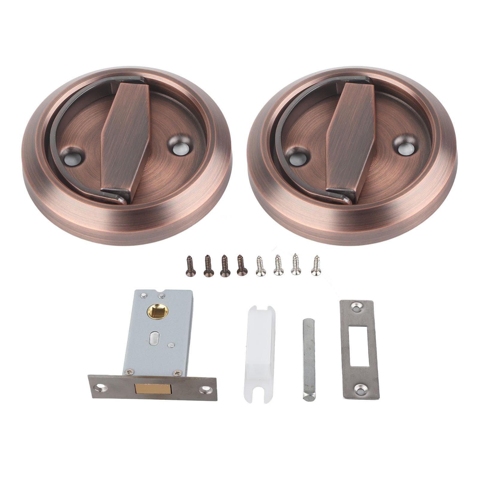 Home Bathroom DoubleSided Lock 304 Stainless Steel Ring Handle Door Lock Accessories(Red Bronze
