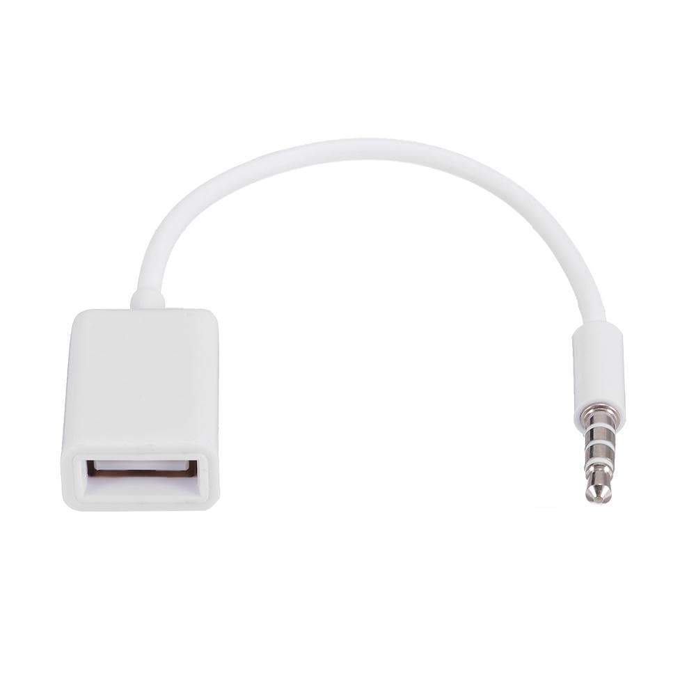 USB Aux Audio Cable Adapter 3.5mm Male Jack Plug to 2.0 Female Car Converter Cord OTG Cable Decode white