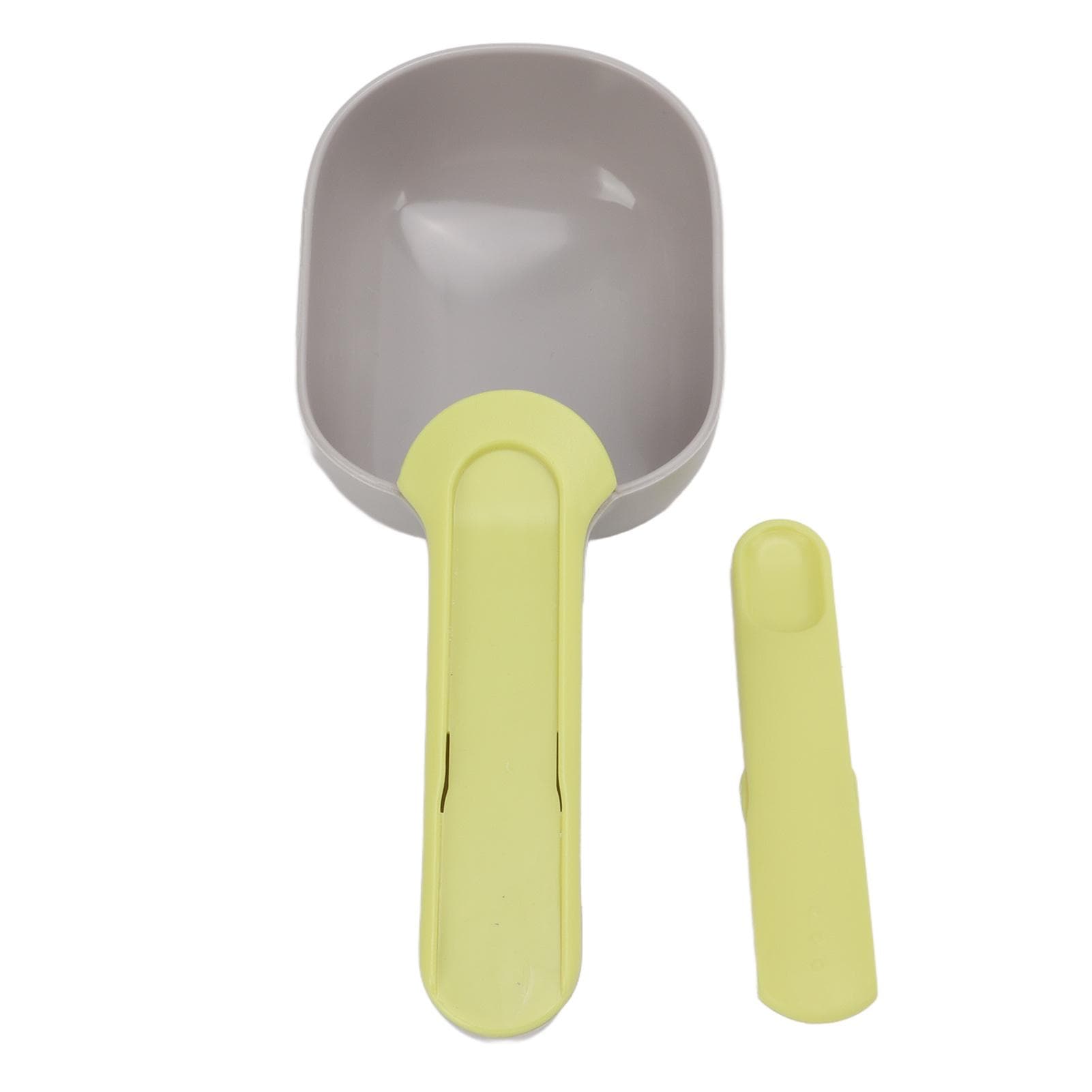 Dog Food Scoop Multifunction Clip Design Long Handle Pet Food Can Spoon for Cats Dogs Pets(White gray