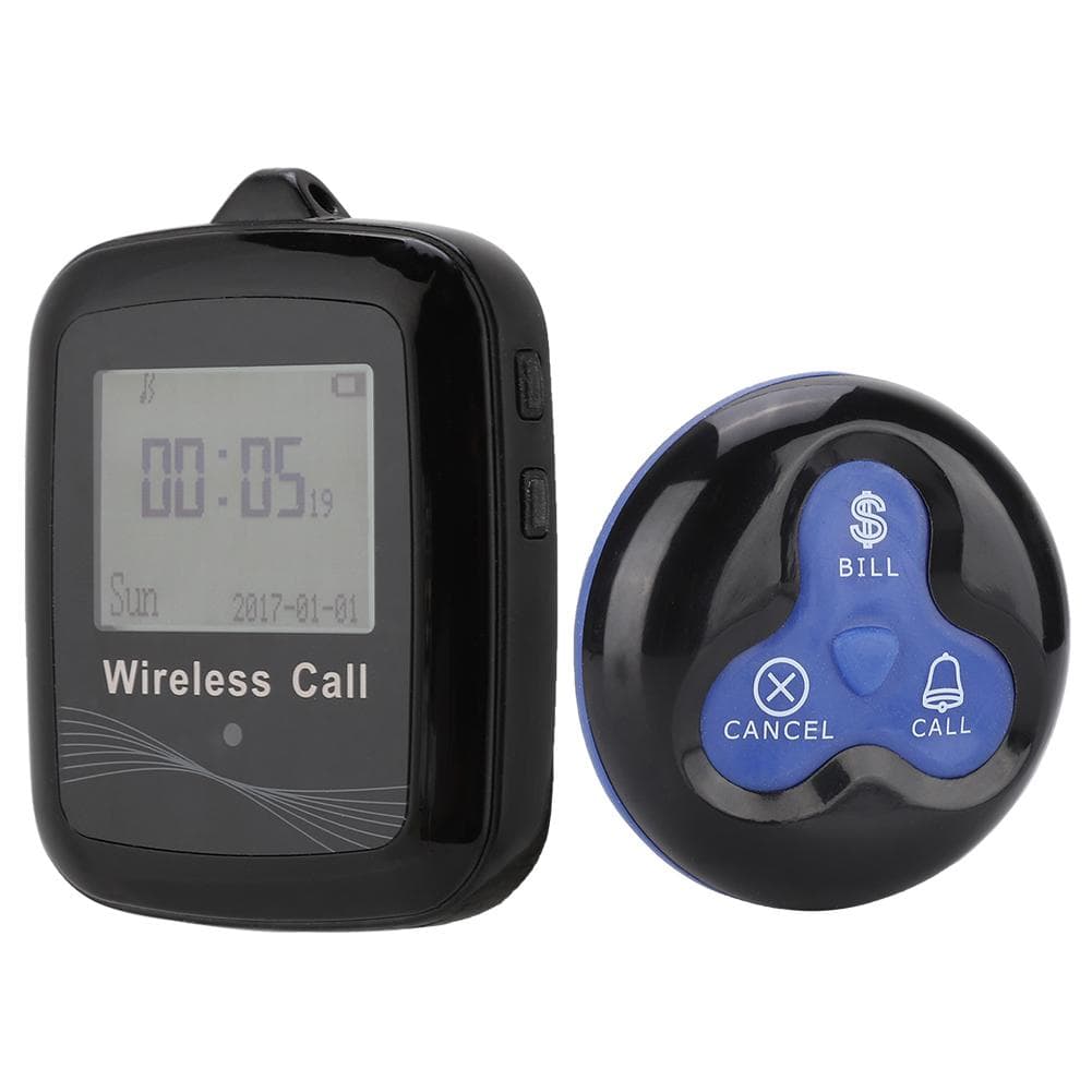 Restaurant Paging System Black Mobile Receiver 10 Black Blue Silicone Pager EU Plug