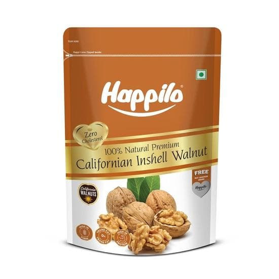 Happilo 100% Natural Californian Inshell Raw Walnut Kernels 500g Value Pack | Premium Akrot Giri | High in Protein & Iron | Low Calorie Nut