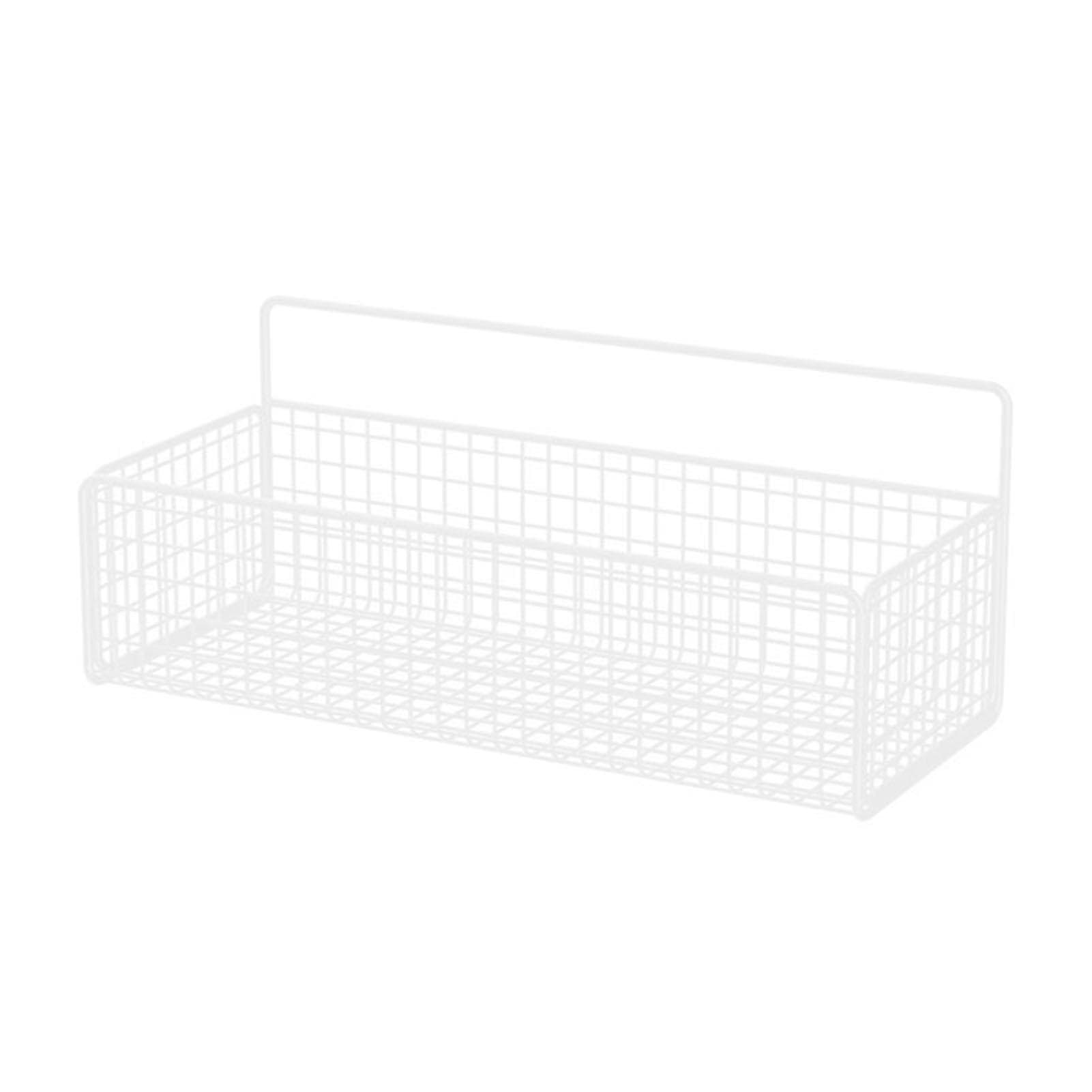 Wall Hanging Storage Rack Multifunctional Portable Iron Wire Bin Basket for Bathroom Kitchen White White