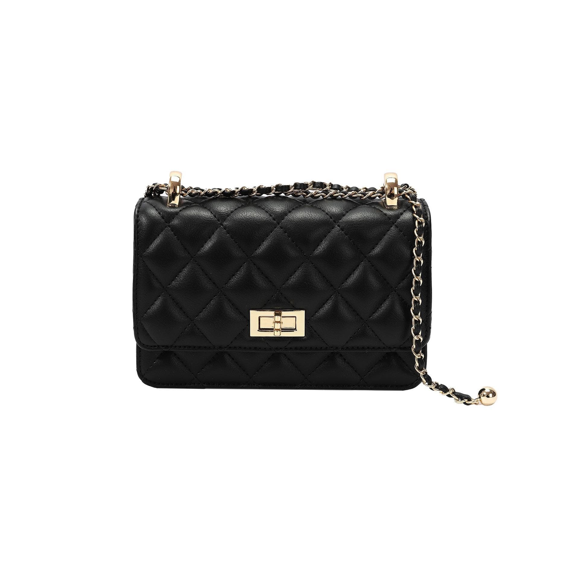 Diamond-shaped Embroidered Thread Small Bags, Women's Bags, Popular and Versatile Chain Crossbody Bags, Single-shoulder Small Square Bags black