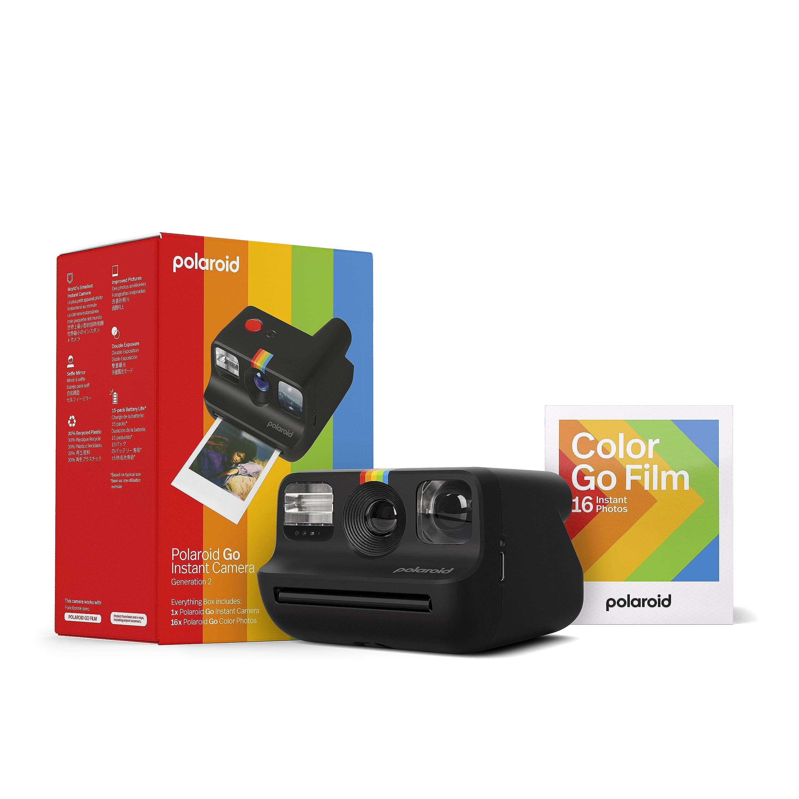 Polaroid Go Generation 2 - Mini Instant Camera + Film Bundle (16 Photos) - Black (6280)