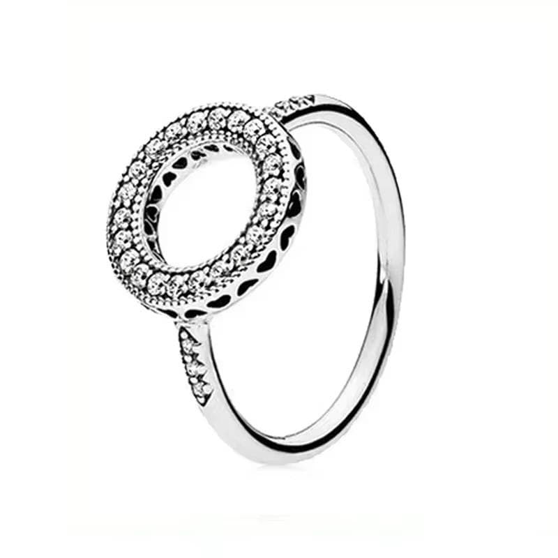 925 Sterling Silver Classic Dazzling Crown Round Hearts Ring Exquisite Women's Light Luxury Charm Ring Jewelry Gift 8&cubic zirconia dark khaki
