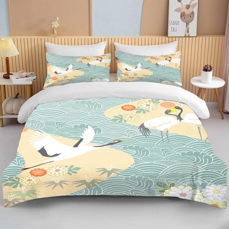 10 Sizes Japanese Kimono Fine Pattern Bedding 3 Piece Set king size double bedding set microfiber or polyester duvet cover set EU single(135x200cm)