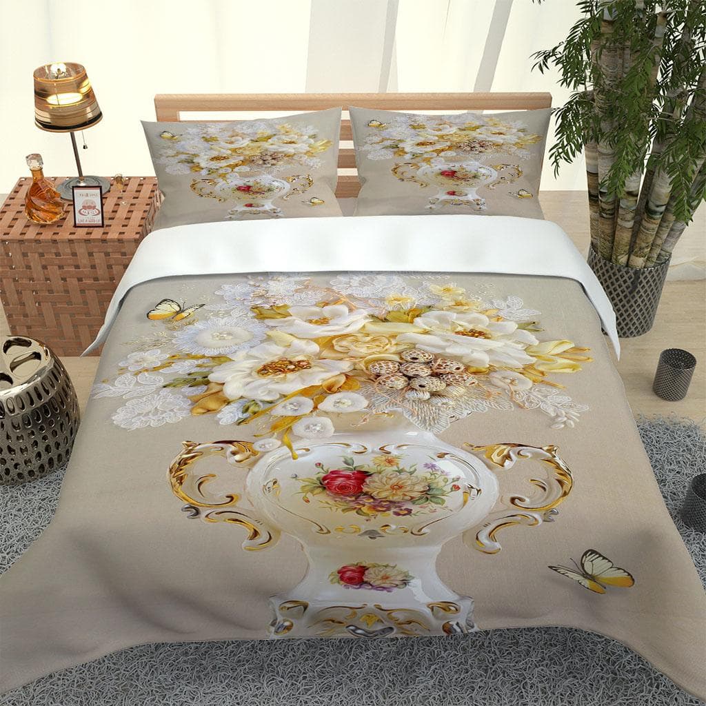 Luxury Bedding Set 3D Art Vase Printing Bedding Set Duvet Cover Comforter Bed Youth Kids Girl Boys Gift Luxury Birthday Gift W90xL190cm