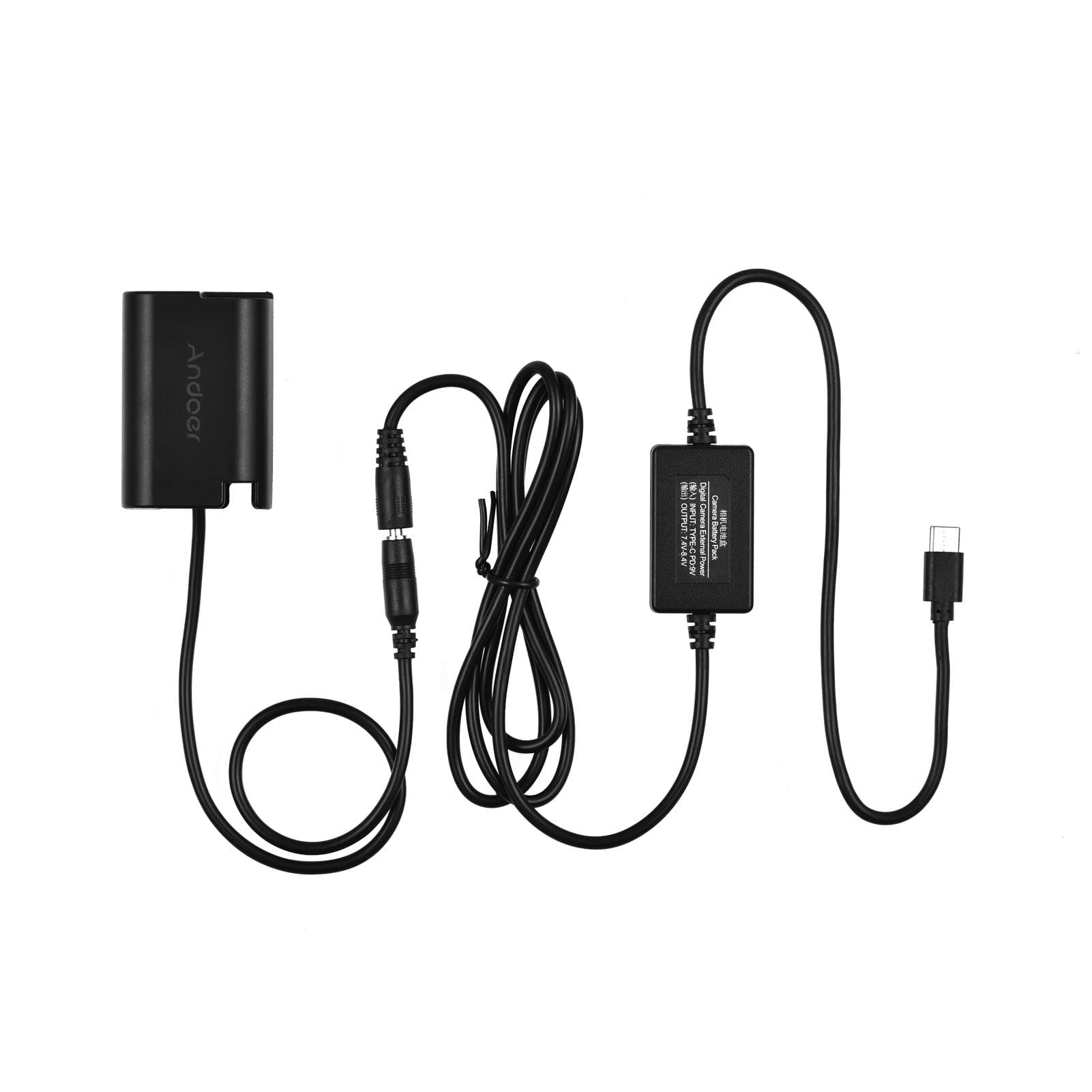 Andoer DMW-DCC17 Dummy Battery with Type-C Power Adapter Cable DMW-BLK22 Dummy Battery Coupler black