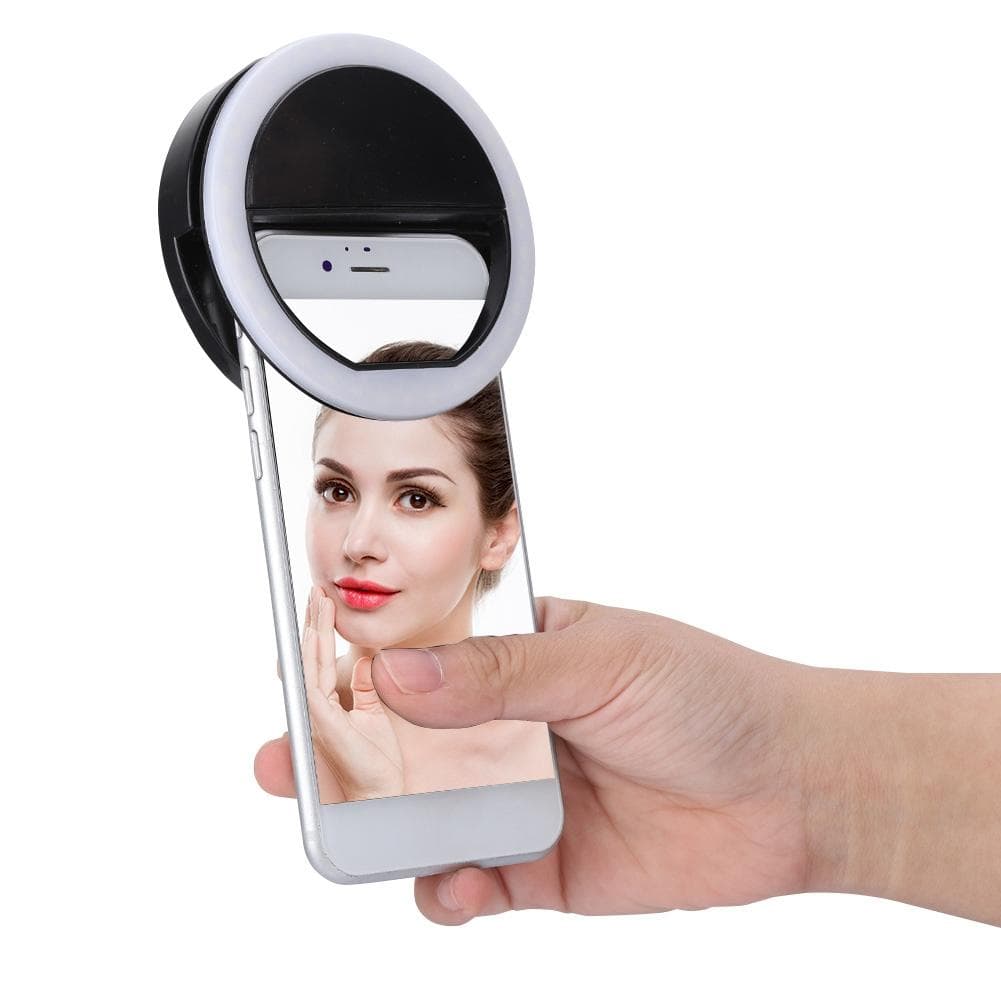 Selfie LED Ring Flash Light Portable Phone Selfie Lamp Luminous Clip Lamp for iPhone(Black) black