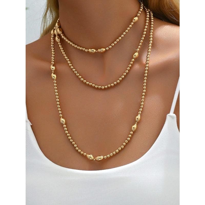 Autumn/Winter New Middle Eastern Style Beaded Necklace, Fashionable & Elegant Exaggerated Metallic Geometric Shapes golden