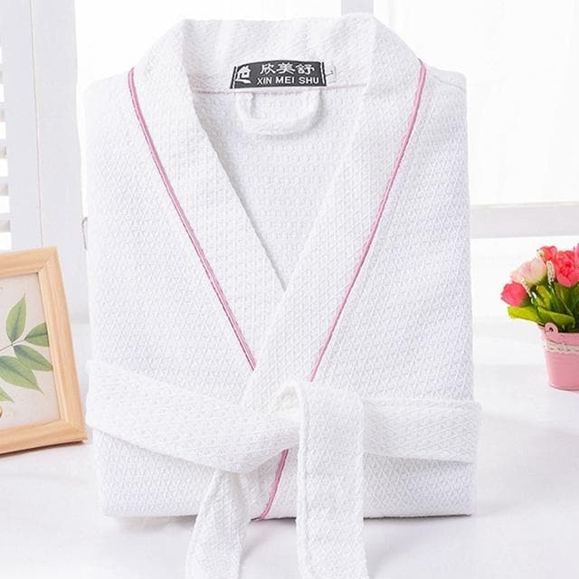 100% Cotton Waffle Bathrobe Men Women Sleepwear Couple Spring Summer Long Bride Bathrobe Sleep Lounge Robe Kimono Nightwear Gown L
