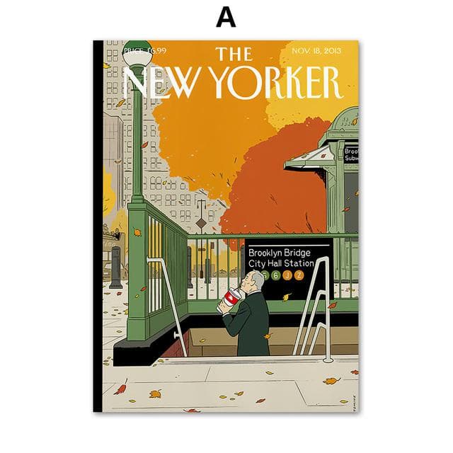 The New Yorker Posters and Prints Rero Wall Art Canvas Painting Wall Pictures for Living Room Decor Home Decoration No Frame 40*50cm