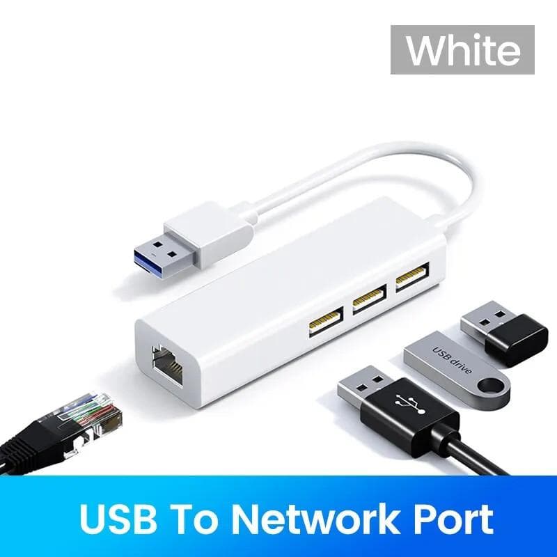 4 Ports USB C HUB USB Ethernet Adapter USB Type C to Rj45 Lan Ethernet Adapter 100Mbps Gigabit Network Card USB 2.0 Dock Station for PC Laptop