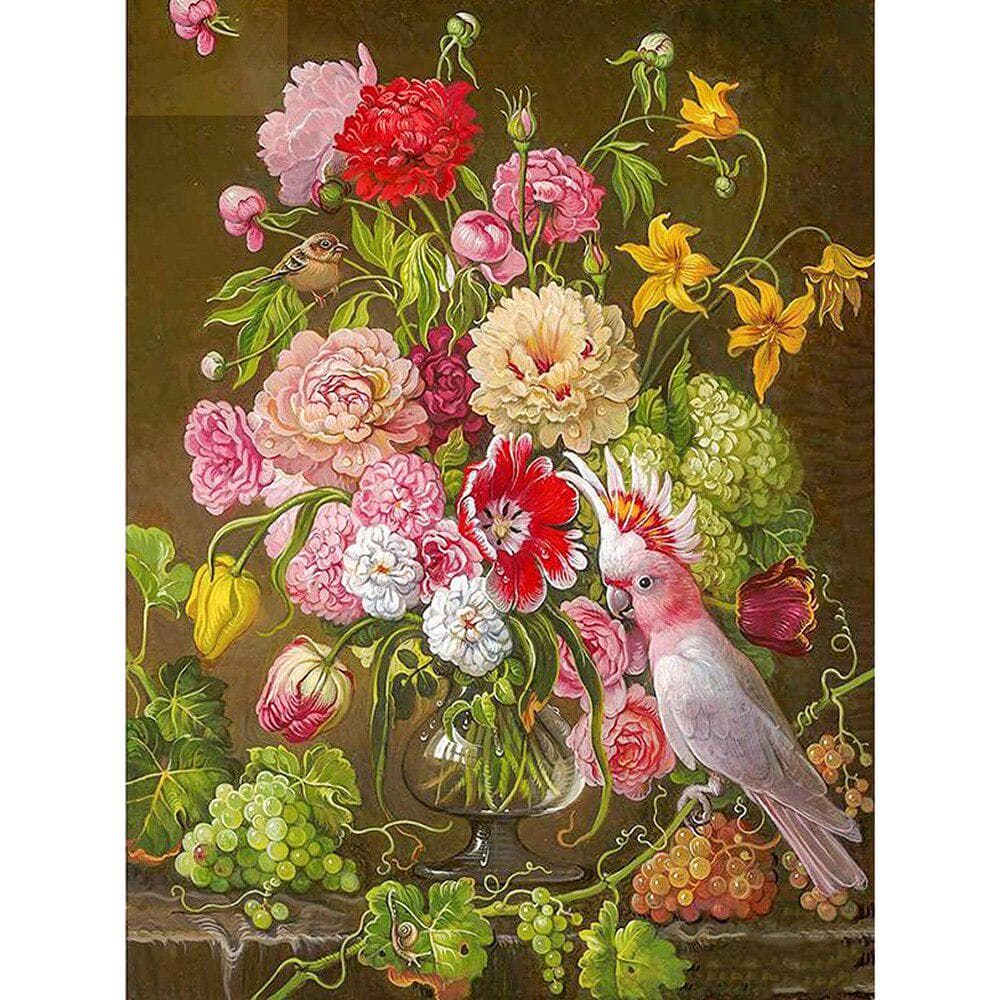 DIY Diamond Embroidery Flowers and Birds Full round Diamond Painting Cross Stitch 20X30CM
