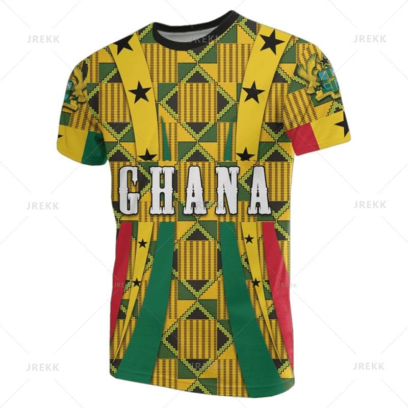3D Ghana Nationa IndependenceDay Printed T Shirt The Republic-of Ghana Emblem Flag Graphic Tee-shirts For Men Mens Clothing Tops M