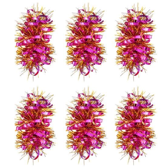 6 Pcs Cheerleading Pom Poms Elastic Wristband Ponytail Holder Hair Ropes Party Costume Gifts Bulk for Team Celebration Volleyball rose red