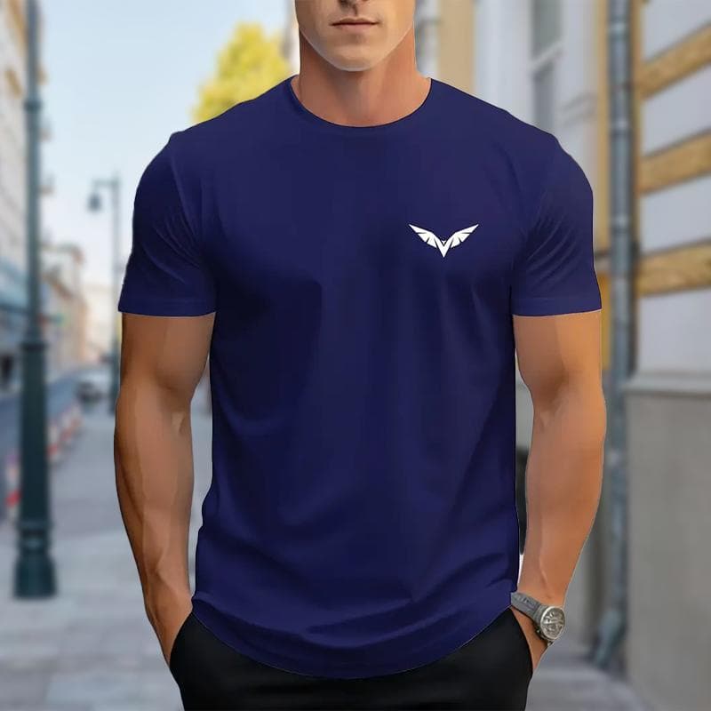 New Summer Men's Fashion T-shirt Personality Versatile Printed Men's T-shirt Top 5XL navy blue