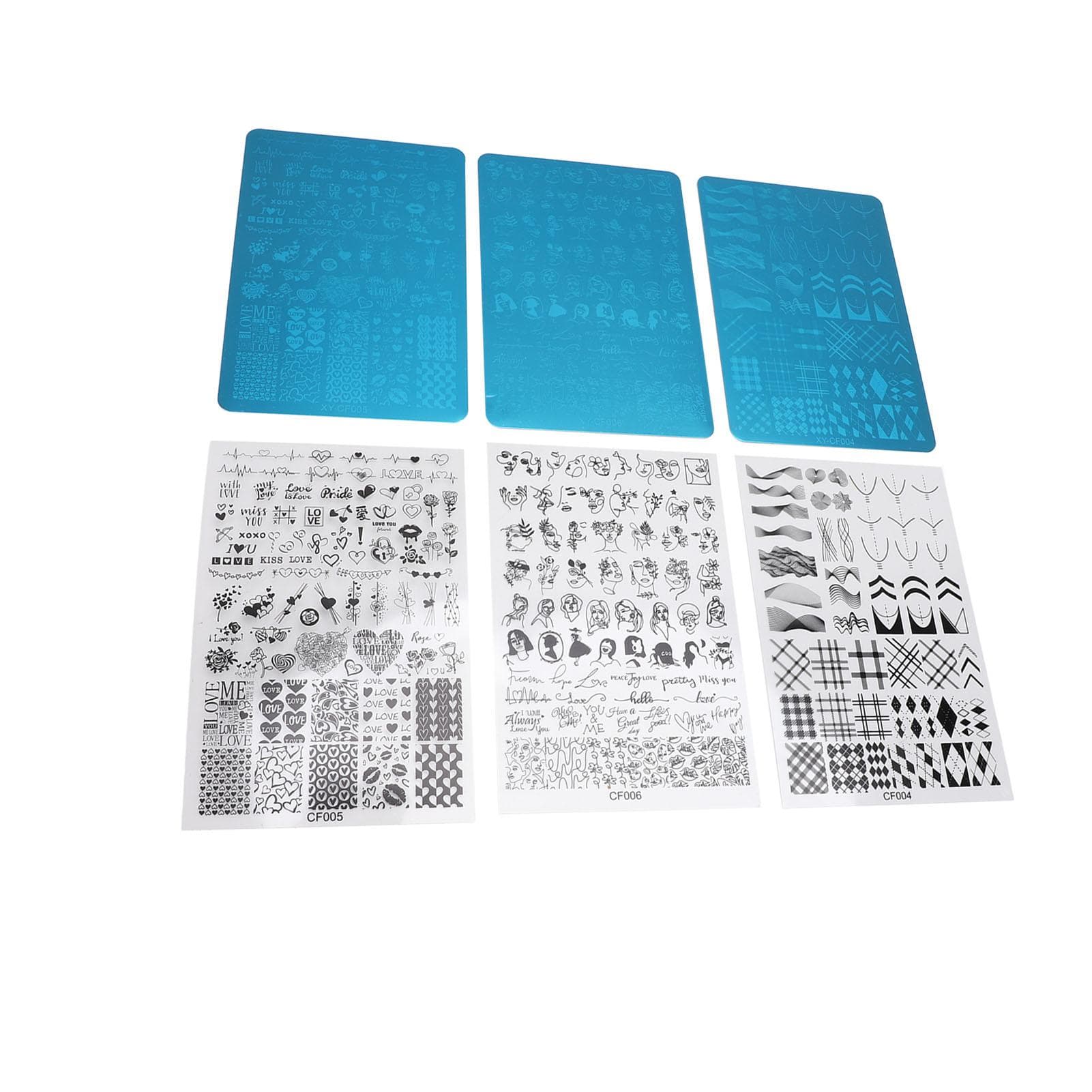 3 Set Nail Art Stamping Plates Stainless Steel Different Patterns Fingernails Template Stencil