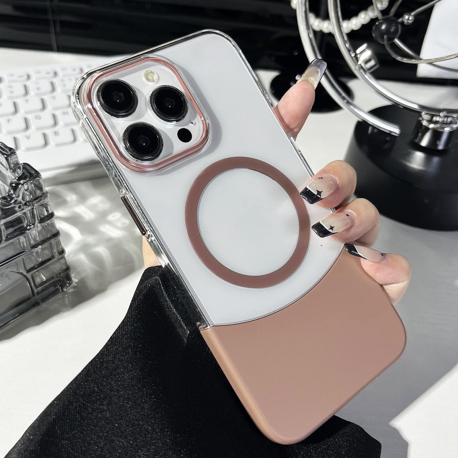 Applicable To Apple 16promax Two-in-one Splicing Magnetic Suction Phone Case IPhone 15 Top and Bottom 13 Transparent Hard Case iPhone 11