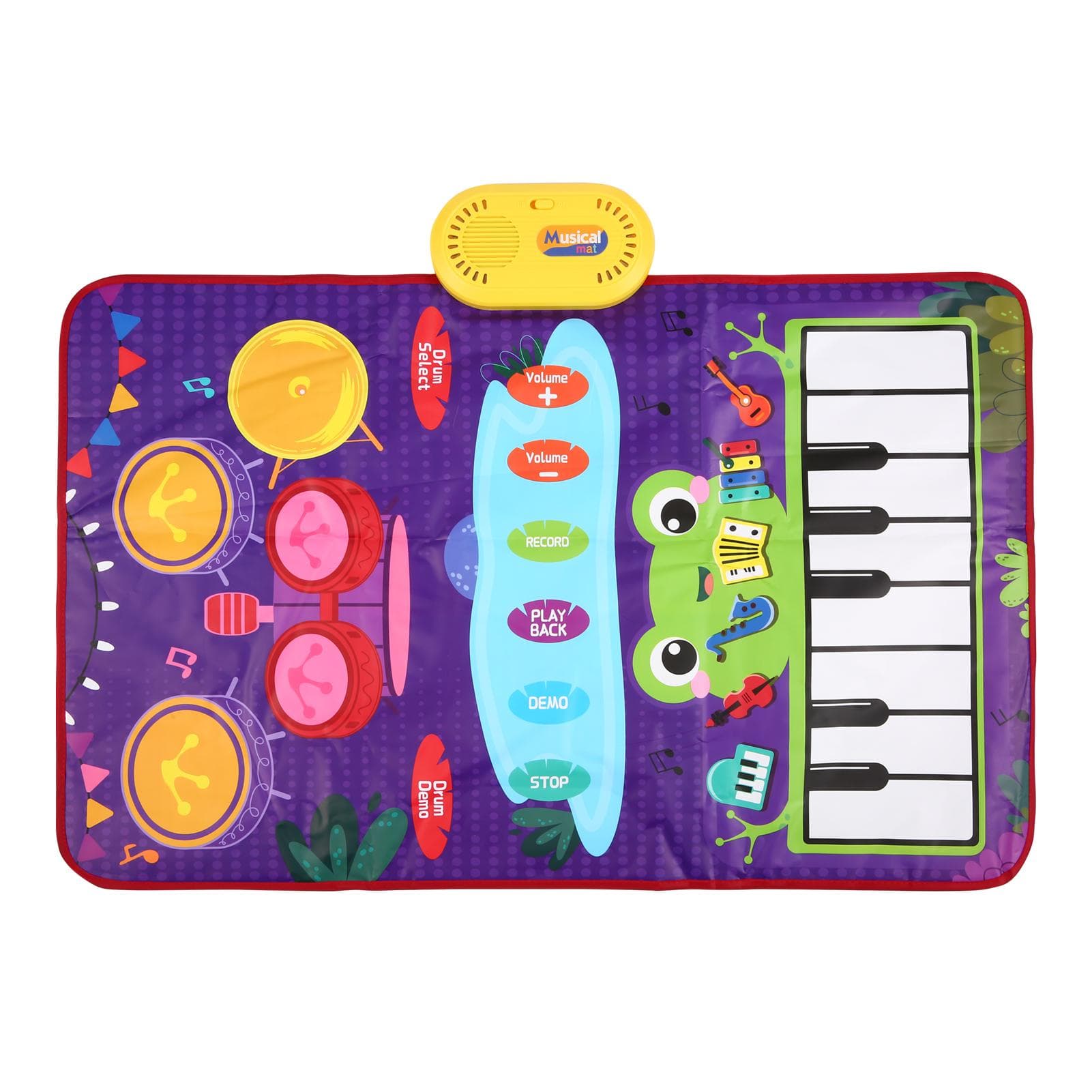 Musical Mat Piano Keyboard & Drum Mat with 2 Sticks Musical Play Mat Volume Adjustable Baby purple