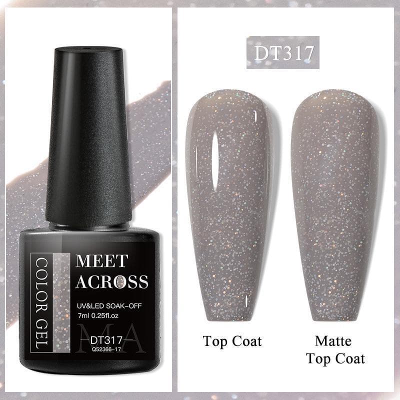 MEET ACROSS Glitter Nail Gel Polish Popular Nude Pink Red Blue Glitter Gel Polish Colorful Gel For Starter Manicure Nail Art Salon DT317