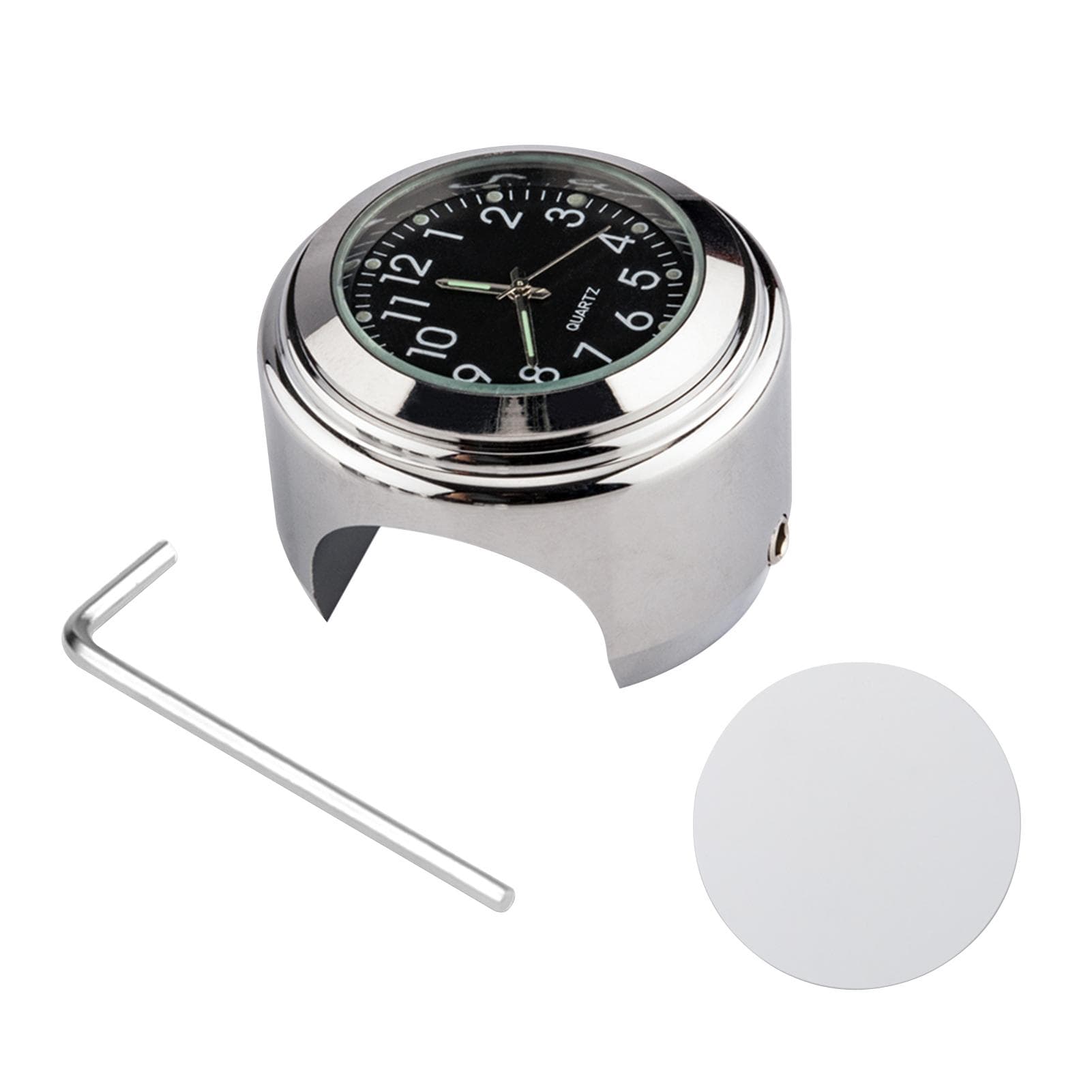 Universal Motorcycle Handlebar Clock Bicycle Thermometer Waterproof Replacement for Motorcycles black dial clock silver