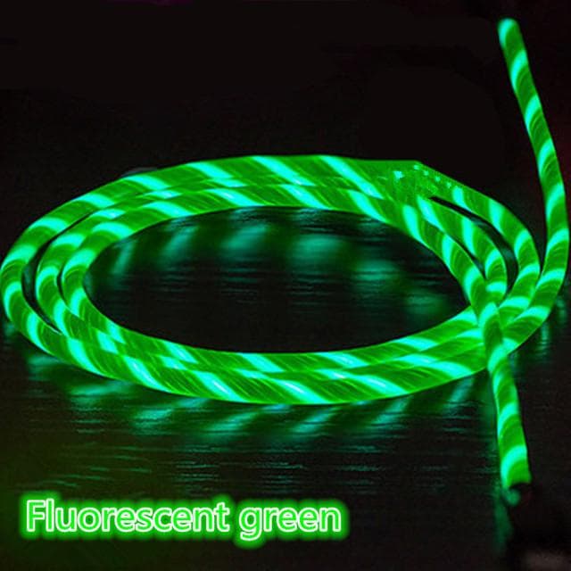 2.4A Flowing Colors LED Glow USB Charger Type C Cable for Android Micro USB Charging Cable for iPhone 11 12 pro max Samsung Charge Wire Cord Type-C-1M