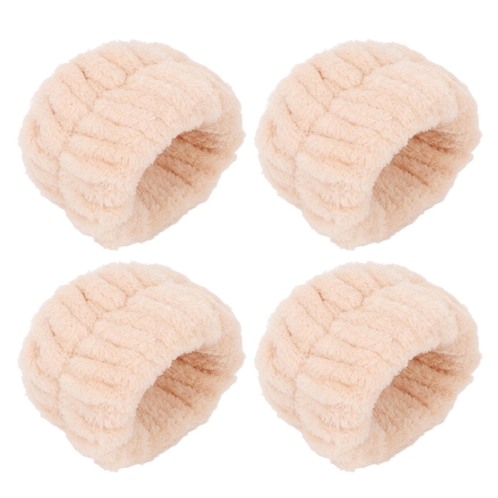 2 Pairs Face Washing Wristbands Water Absorption Soft Flannel Wrist Wash Band Creamy White