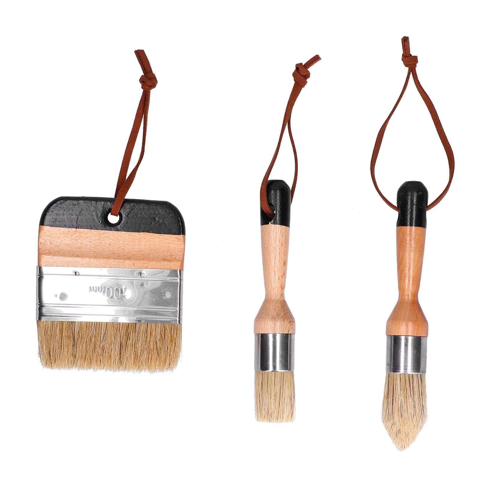 3PCS Painting Waxing Paint Brushes Scrubbing and Round Paint Brushes for Wood Furniture Home Decor