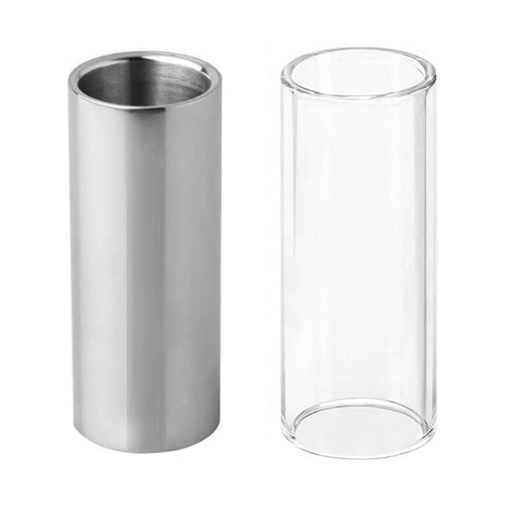 2pcs Guitar Finger Slide Kit with Glass Slide Stainless Steel Slide for Guitar Bass multicolour