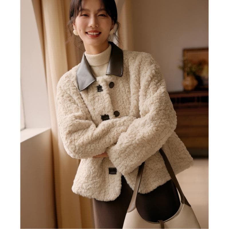 Casual Fashion Splicing Coat Winter New Fur Integrated Coat Women 2XL