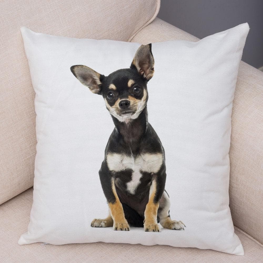 Cute Pet Animal Pillowcase Decorative Cute Puppy Chihuahua Pillowcase Soft Plush Cushion Cover for Car Sofa Home 45x45cm 40x40cm