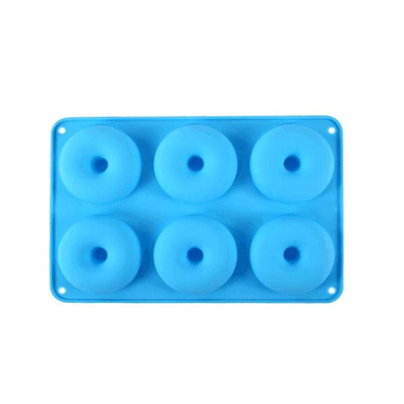 Silicone Donut Mold Baking Pan DIY Doughnuts Mould Maker Non-stick Silicone Cake Mold for Donuts Bagels Pastry Baking Tools blue