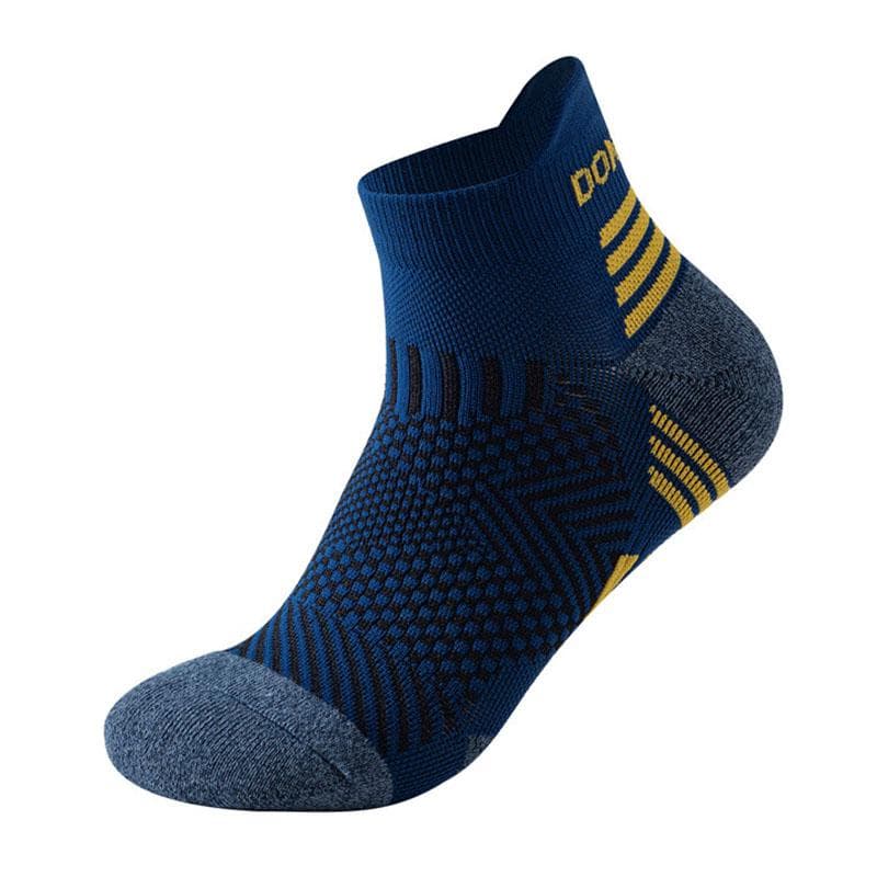 Professional Marathon Running Sock Men Sports Fitness Thickened Short Tube Low Cut Boat Ankle Socks navy blue