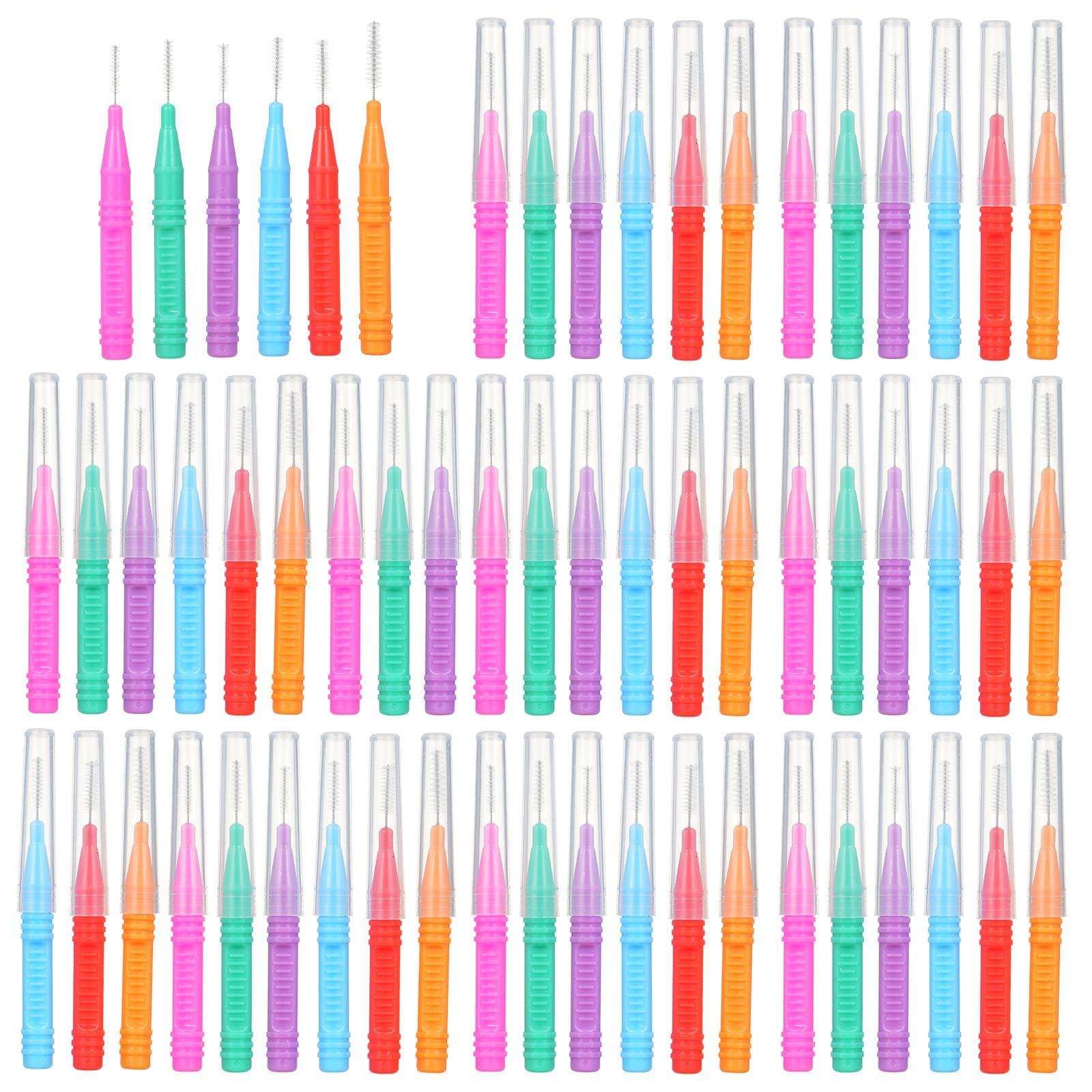 60PCS Interdental Brushes Dental Floss Toothpick Orthodontic Braces Brush Tooth Cleaning Tool Oral multicolour