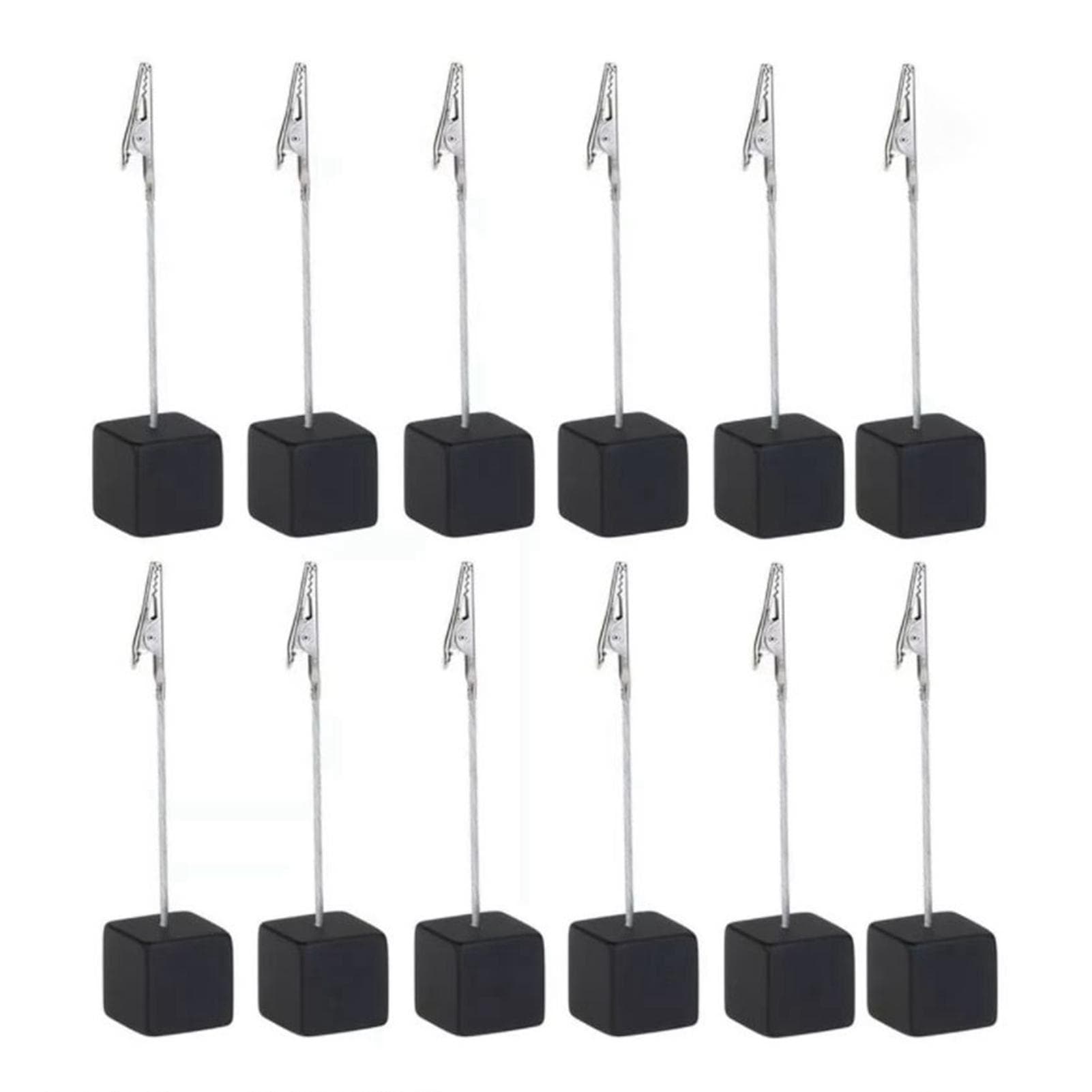 12PCS Card Holder Cube Pine Decorative Table Number Stand Memo Clip Holder for Bedside Decoration