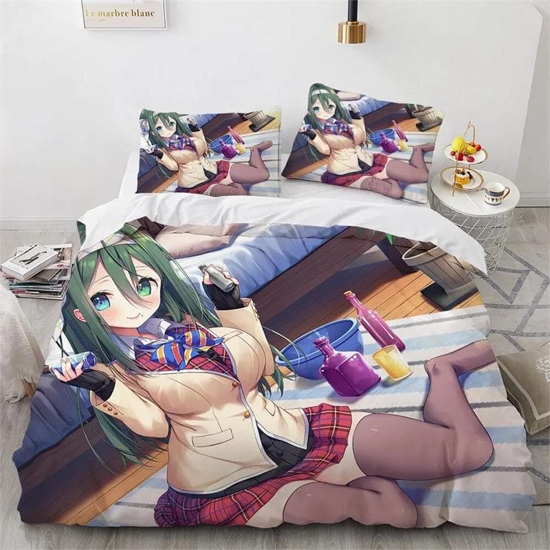3D Print Kawaii Anime sexy Girl Bedding Set Boys Girls Twin Queen King Size Duvet Cover Pillowcase Bed boys Teen Adults 2/3pcs 135X200cm