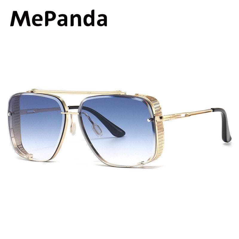 MePanda Unisex square metal double-beam retro personality fashion sunglasses,UV400 blue