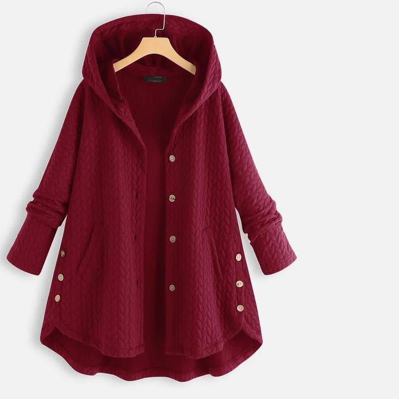 M-8XL Women's Spring and Autumn Long Hooded Ladies Casual Women's Regular Hooded Loose Jacket 4XL red