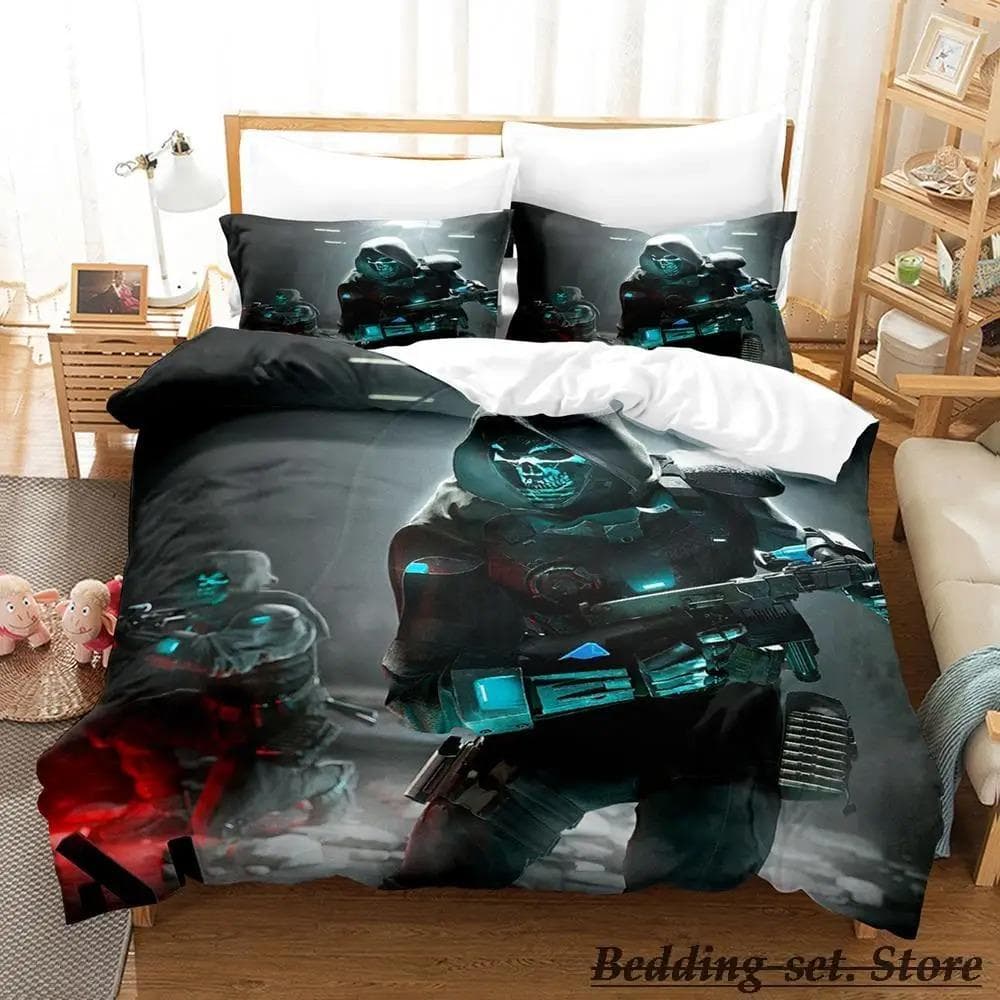 Game Call of Duty Simon Ghost Riley Bedding Set Cartoon Anime Three-piece Set Adult Kid Bedroom Duvetcover Sets 3D Shooting Game 70x133cm 2pcs