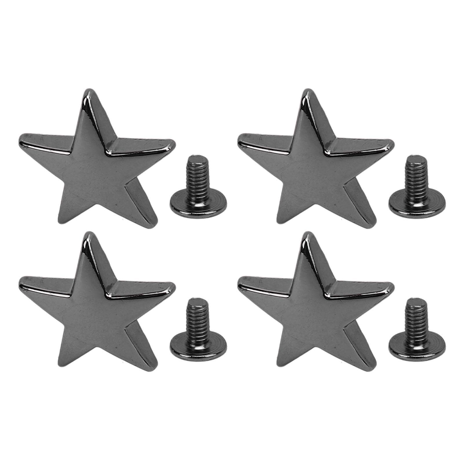 10 Pcs Metal Star Rivets 20mm High Glossy Zinc Alloy Star Rivets with 7mm PH Screws for Clothing gray