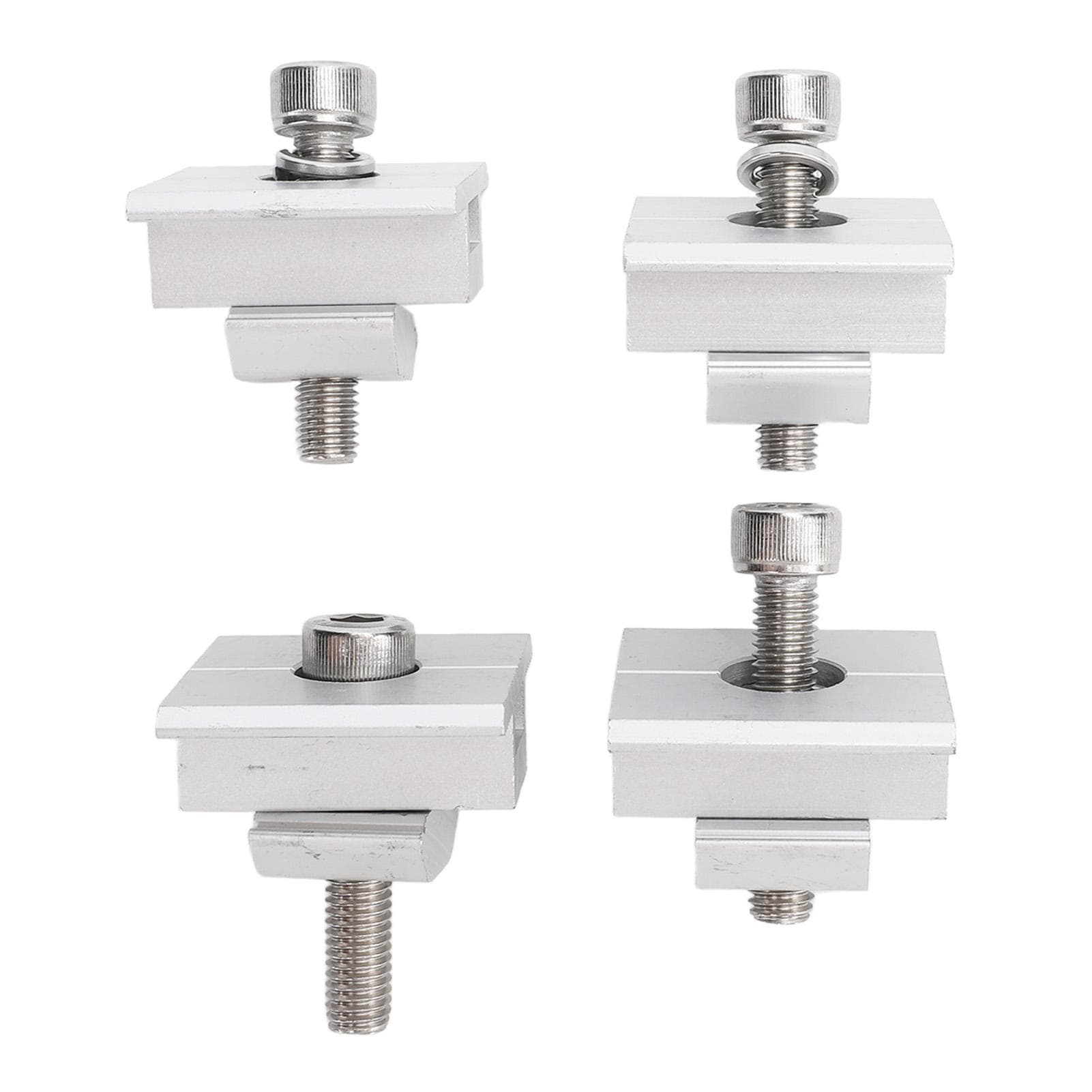 4 PCS Solar Panel Bracket Centre Clamps Silver Lightweight Steel 35mm Solar Panel Clamps for RV