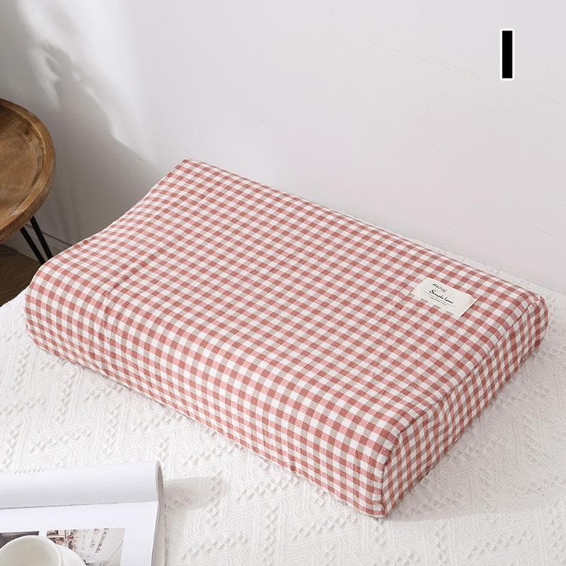 1PC Zippered Cotton Pillow Cover Latex Pillowcase Contour Memory Foam Rebound Pillow Case L