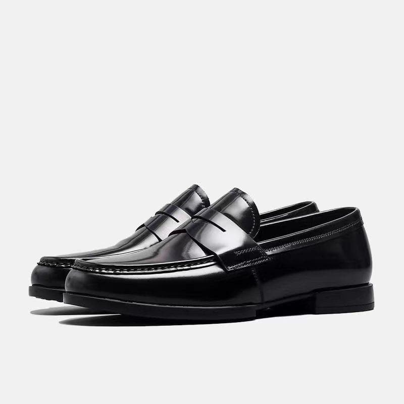 Men's High-End Leather Loafers: Breathable, Soft-Soled Slip-Ons for Business Casual Wear 40 black