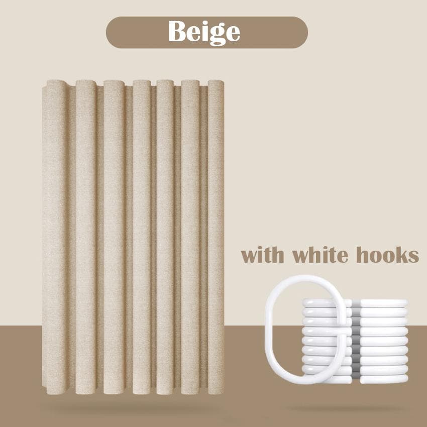 Luxury Thick Imitation Linen Shower Curtain Waterproof Bath Curtains For Bathroom Bathtub Large Bathing Cover with Metal Hooks W180xH180cm