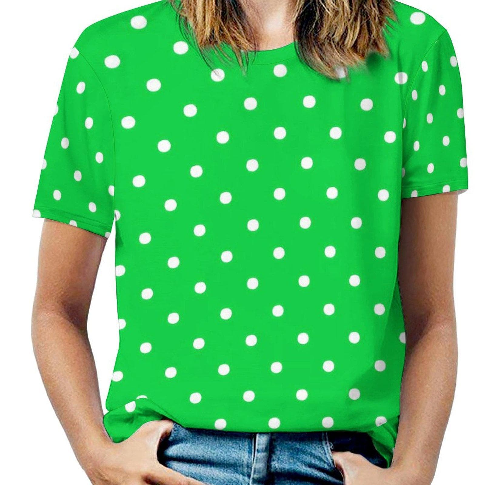 Black White Polka Dots T-Shirt O Neck Retro Print Oversized T Shirts Short Sleeve Street Style Tees Women Beach Design Tops L