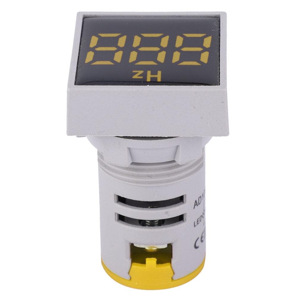 Square Digital Display LED Indication Light AC100~380V 20~75Hz Frequency Measuring(Yellow) Yellow
