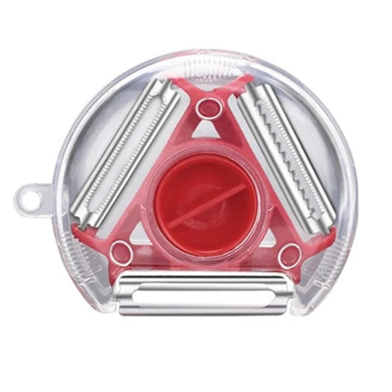 1PC 3 in 1 Magic Trio Peeler Set Slicer Shredder Peeler Julienne Cutter Multi Peel Blade Zesters Grater Kitchen Tool Accessories red